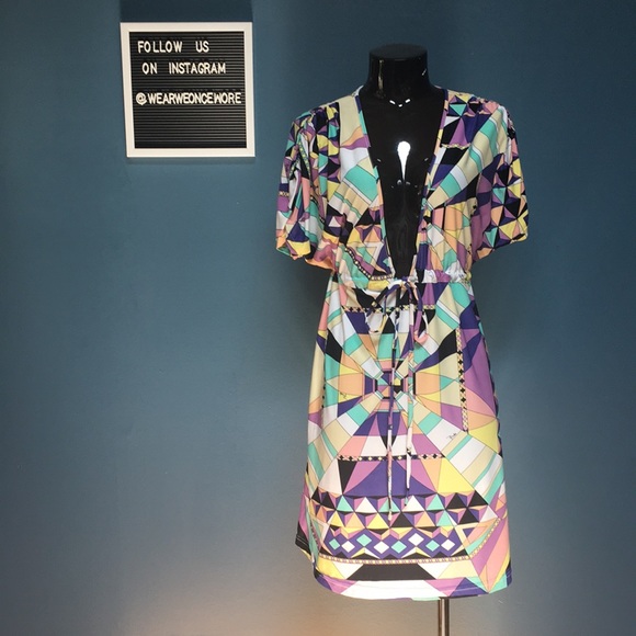 Draw-String Deep V Dress - Picture 1 of 6